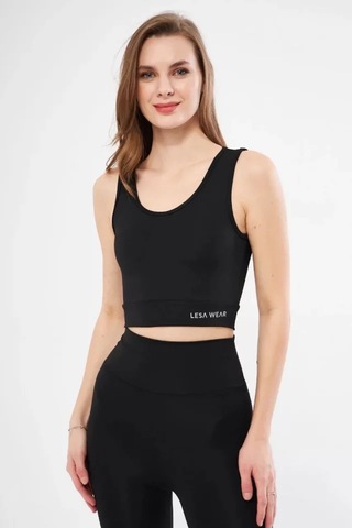 Nnstartshopping Kolsuz Dalgiç Baskılı Crop - Siyah Siyah