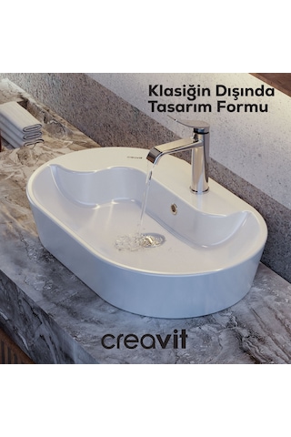 Creavit Topic Tezgah Üzeri Çanak Lavabo 70cm Beyaz Tp172-00cb00e-0000