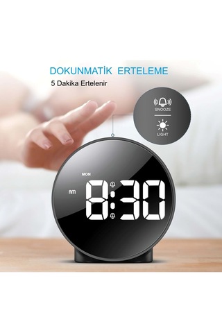 Yenilzd Masa Saati Usb Güç Saat Erteleme Modern.saat Yuvarlak Siy Siyah