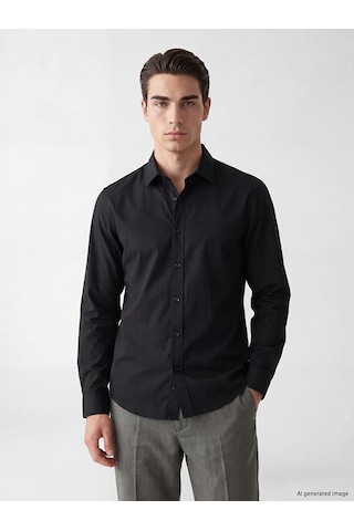 Lcw Busıness Siyah Slim Fit Poplin Erkek Gömlek