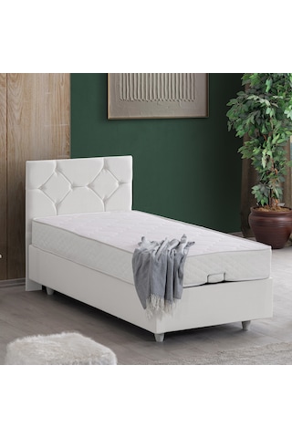 Glamis Tek Kişilik Baza Başlık Letto Yatak Seti - Beyaz 100 x 200
