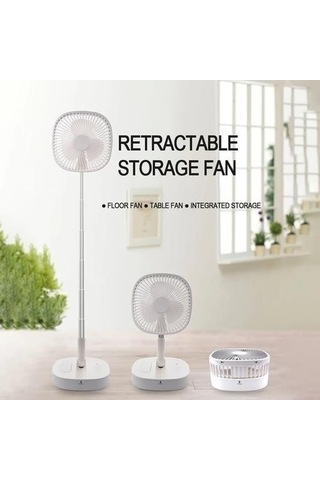 7000 Mah Mini Katlanır Teleskopik Zemin Fan Usb Şarj Edilebilir Yaz Dilsiz Sessiz Masaüstü Masa Fan Ofis Yatak Odası Home Fanlar 1z202v Beyaz