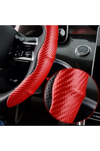 Kaymaz Direksiyon Simidi Yükseltici Kılıfı Karbon Fiber Araba Direksiyon Simidi Tutacakları Kılıfı Mavi