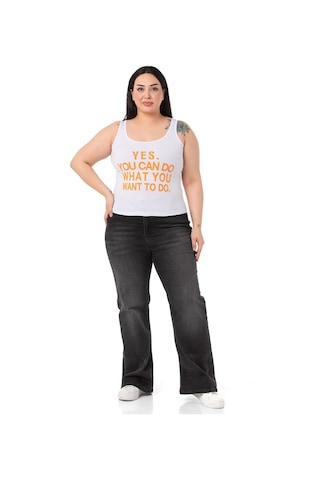 Disentis Büyük Beden Askılı Yazılı Beyaz Turuncu T-shirt-turuncu Turuncu