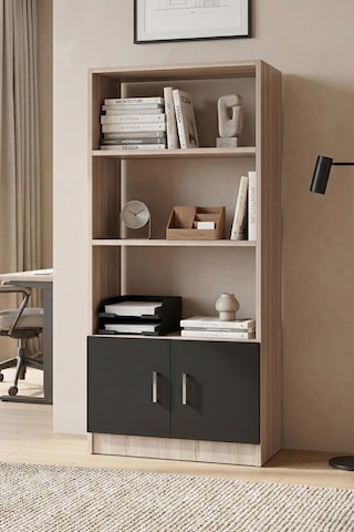 Yurudesign Vario D Ofis Kitaplık Meşe-Siyah