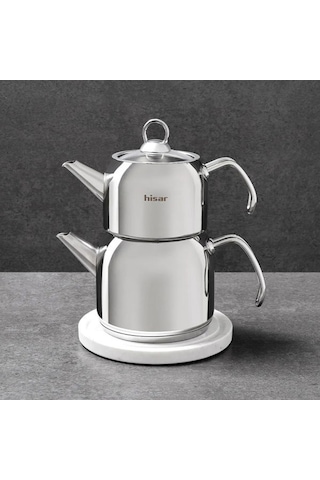 Hisar Satürn Çelik Çaydanlık - Inox - 2 Lt + 1 Lt Inox