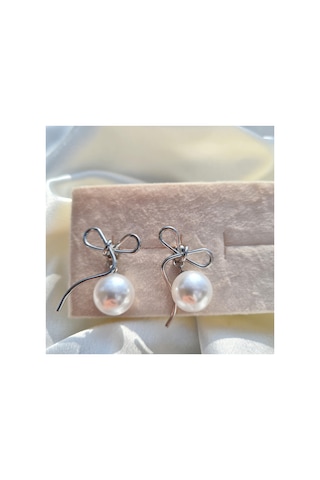 Pearl Ribbon Elegance Küpe Gümüş