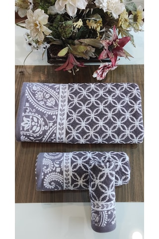 El Ve Yüz Havlusu Hediyeli 1adet Bukle Coton 70x140 Cm. Banyo Havlusu Mürdüm