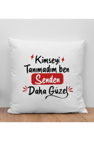 Bk Gift Kimseyi Tanımadım Ben Tasarımlı Beyaz Kırlent Yastık, Arkadaşa , Ev Dekorasyonu, Ev si-1 Bitmeyen135602 Bk Gift