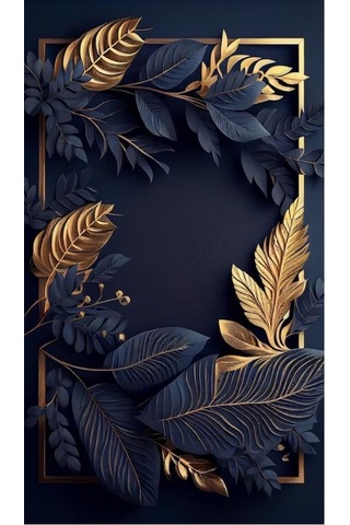 Koyu Mavi Yaprak Kanvas Tablo Ev Duvar Salon Ofis Dükkan Hediyelik Dekarasyon Süsü