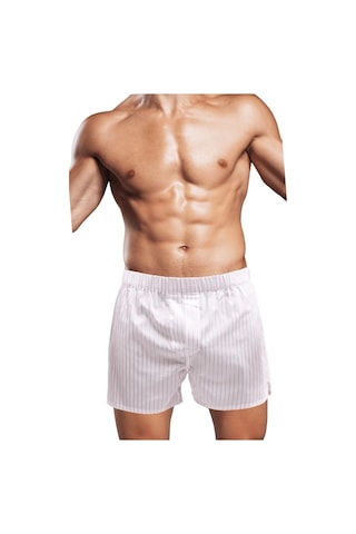 The Don Beyaz-Pembe Çizgili Exclusive Yırtmaçlı Erkek Boxer