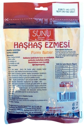 Sunu Haşhaş Ezmesi 400 G