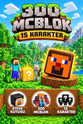 Steve Kutulu Minecraft Manyetik Blok Seti - 300 Parça + 15 Karakter