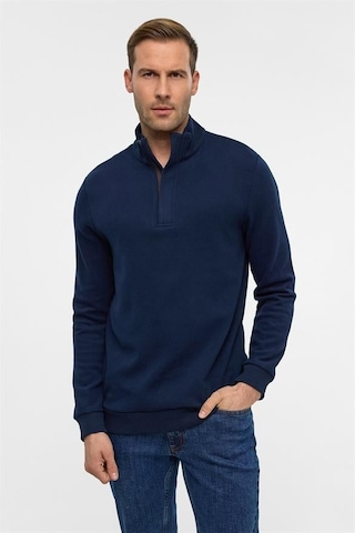 Süvari Lacivert Regular Düz Polo Yaka Sweatshirt Lacivert