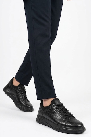 Walkway Siyah Kroko Lastik Bağcıklı Erkek Sneaker Balase M
