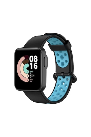 Ekılıf - Xiaomi Redmi Watch 2 Lite Uyumlu - Kordon Silikon Kordon Krd-02 - Siyah-mavi