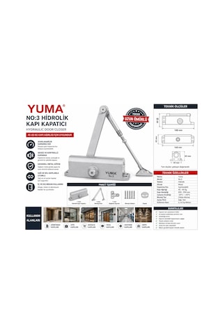 Yuma Hidrolik Kapı Kapatıcı, No 3 Kapı Yayı, Hidrolik Kapı Yayı, Otomatik Kapı Kapatıcı, Kapı Kapatma Mekanizması, Kapı 1 Adet Kapı Hidroliği