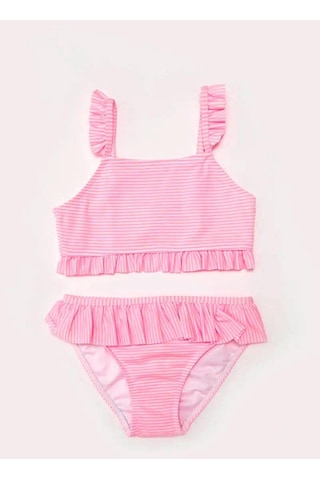 Deep Beach Çok Renkli Fırfırlı Kız Çocuk Bikini Takım 001