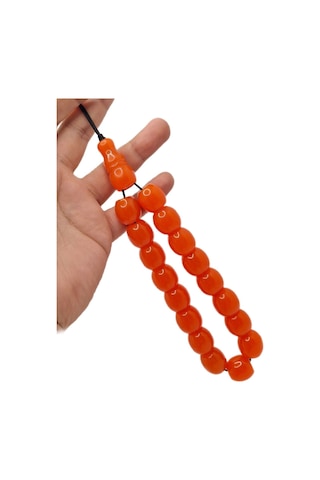 Han Ticarethane Büyük Boy Özel Model Somon Turuncu Renk Efe Maskot Toz Kehribar Tesbih