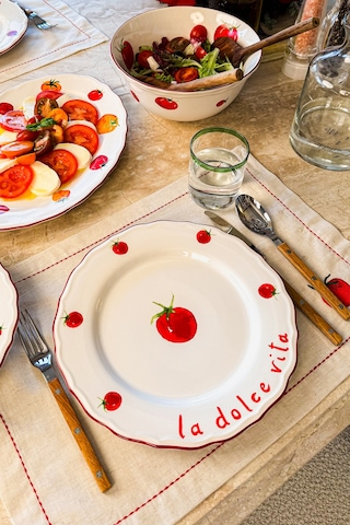 Rakle x Bengi Kurtcebe Pomodoro Stoneware 4'lü Servis Tabağı Seti 28 cm
