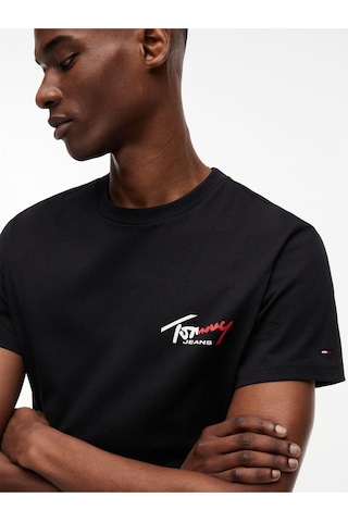 Tommy Hilfiger Erkek Marka Logolu Günlük Kullanıma Uygun Siyah T-shirt Dm0dm22538 Bds-13881 Siyah