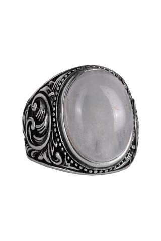 Gerçek Doğal Cabochon Akuamarin Taş Yüzük - Sakin 925k Solid Gümüş Erkek Yüzük - Şeffaflık Ve Huzur Tasarımı Gümüş