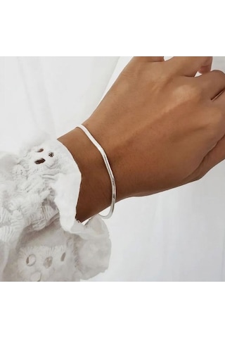 İtalyan Ezme Çelik Zincir Bileklik Silver Renk Çelik Bileklik Uni Renkli