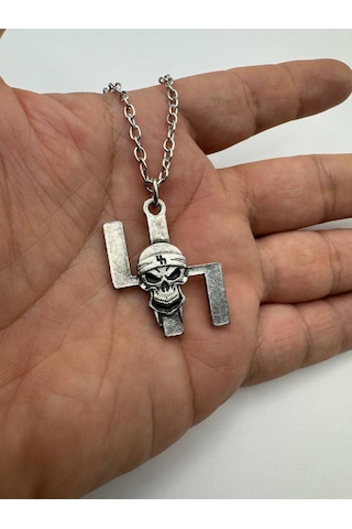 Kuru Kafa Figürlü Gotik Unisex Kolye 60 Cm Zamak Kaplama Zincirli Asi Ruhlu Metal Takı Çok renkli