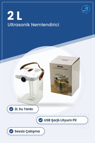 Hava Nemlendirici 2l Usb Şarjlı Işıklı Buhar Koku Giderici Sessiz