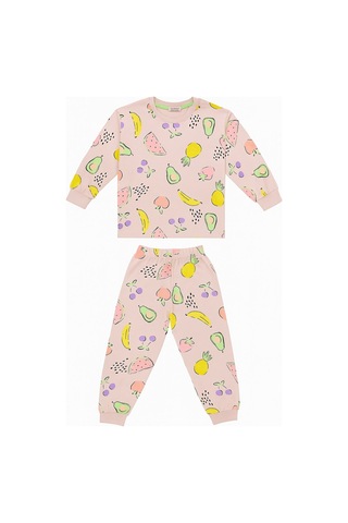 Meyve Desenli Kız Çocuk Pijama Takım Pudra