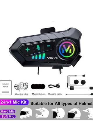 Vothoon Y10 2x Motosiklet Kask Intercom Siyah