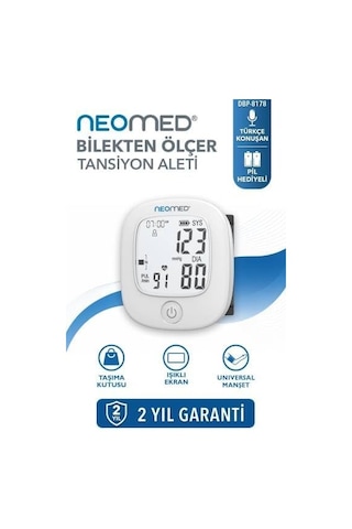 Dbp-8178 Bilekten Dijital Tansiyon Aleti, Türkçe Konuşan, Işıklı Ekran, Beyaz