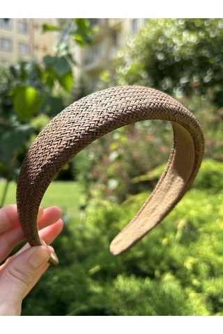 Hasır Ince Kadın Saç Tacı - Kahve Kahverengi