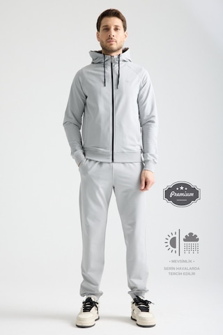 Shooter Sportswear Shooter Erkek Elit Class Eşofman Takımı Mevsimlik Kapüşonlu Manşetli Paça Rahat Kalıp Gri