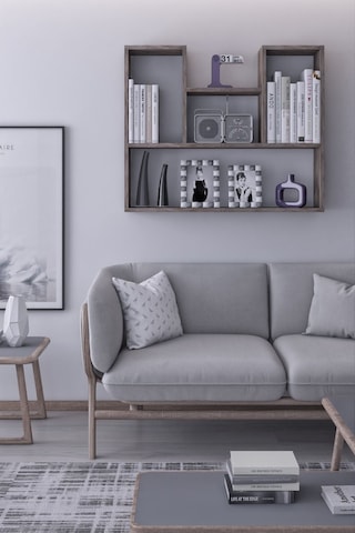 Lale Dekoratif Duvar Rafı Salon Banyo Balkon Mutfak Kitaplık Çok Amaçlı Raf Gri