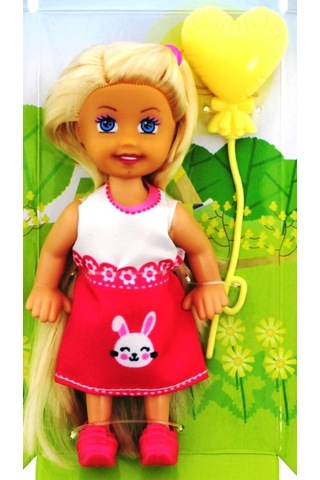 Cute Girl Sarı Balonlu Sarışın Mini Bebek Nhr