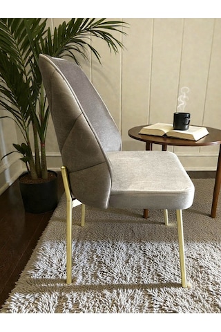 Msy Home 4 Kişilik Nova White Gold Beyaz Masa Yönsüz Kumaş Modern Ve Şık Yemek Masası Takımı Kahverengi