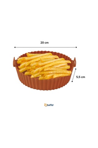 Buffer Renkli Isıya Dayanıklı Yıkanılabilir Silikon Fırın Ve Airfryer Yuvarlak Model Pişirme Matı 2 Çok Renkli