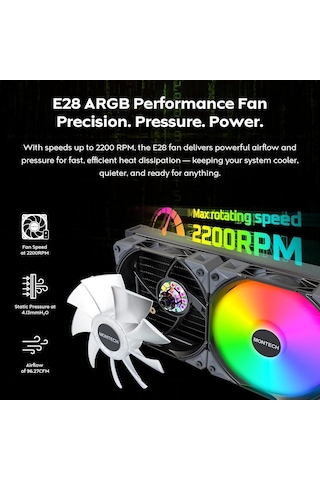 Hyperflow Dijital 240 Cpu Sıvı Soğutucu, 3100 Rpm Pompalı 240 Mm Aıo, 2 120 Mm E28 Argb Fanlar, Gerçek Zamanlı Di Diğer