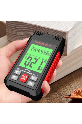 Habotest Ht633 Ahşap Nem Ölçer Pin Tipi Dijital Nem Dedektörü Lcd Arka Işık Ekranı İle Ahşap İnşaat Malzemesi İçin Ortam Sıcaklığı Ve Nem