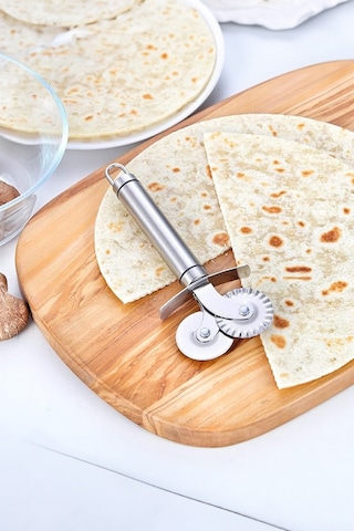 Thentech Bıçak Kolayca Kesim Yapın Düz Ve Temiz Kesim Çift Taraflı Pizza Kesici Metal