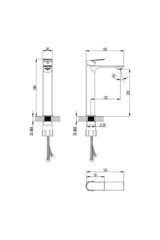 Turkuaz Cerastyle Çanak Lavabo Bataryası Krom Krom