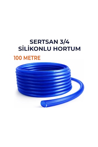 Silikonlu Bahçe Hortumu 3/4 İnç 100 Metre Mavi Dayanıklı Sulama Hortumu