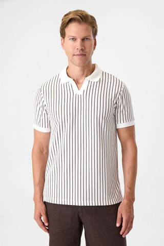 Back And Bond Regular Fit Ekru Düğmesiz Polo Yaka Tişört Çok Renkli