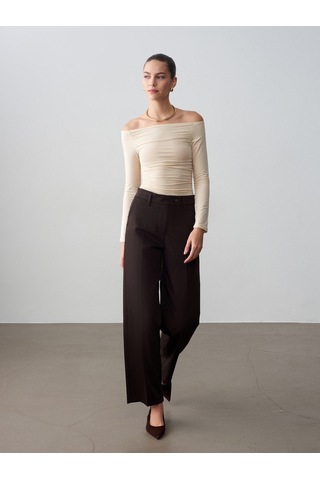 Dilvin 72658 Orta Bel Kumaş Pantolon-kahve