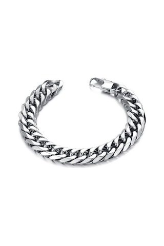 Chavin 8 Mm. 20 Cm. Gri Çelik Erkek Bileklik Dg35 Beyaz