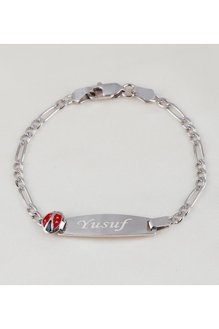 Uğur Böceği İsimli Gümüş Bebek Künyesi Çocuk Bileklik Csb03