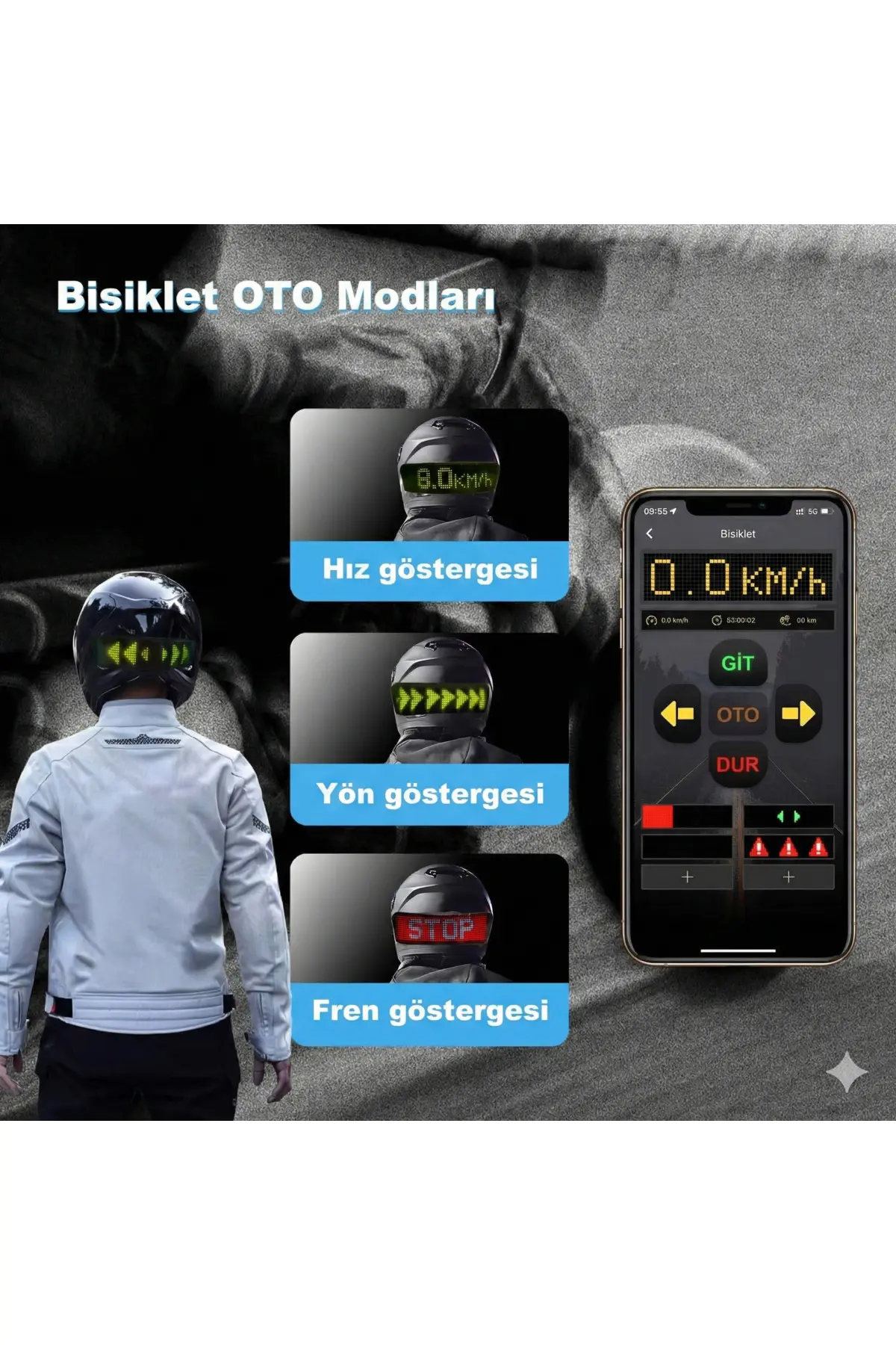 Akıllı Bluetooth Motorsiklet Kask Led Paneli - Uygulama Kontrollü Sinyal Ve Stop Lambası Diğer