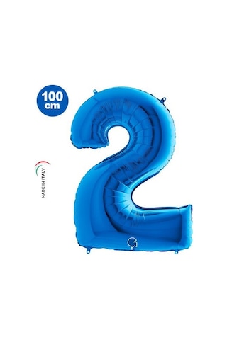 2 Rakam Folyo Balon Mavi 40ınc 100cm Çok Renkli