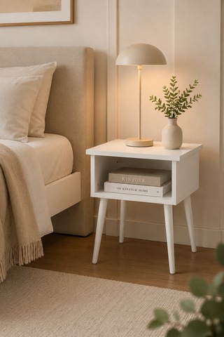 Renazzo %100 Mdf Shark Komodin - Çekmecesiz Beyaz